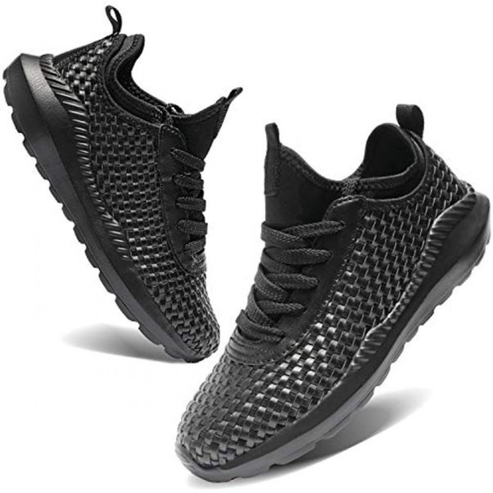 Men and Women Running Shoes Sports Woven Slip Sneakers Casual Basketball Fashion Outdoor Movement Leisure Shoe Black